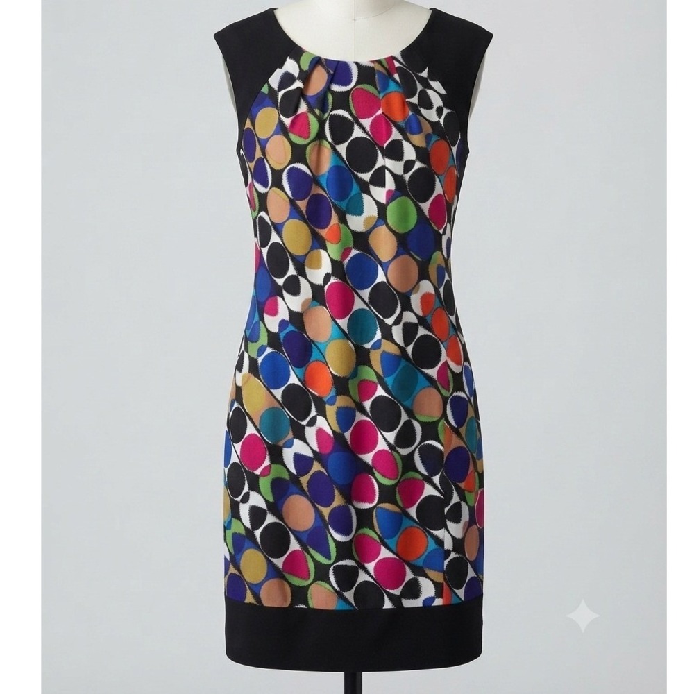 Retro Go Go London Times Woman Sleeveless Sheath Dress Multicolor Geometric 16W